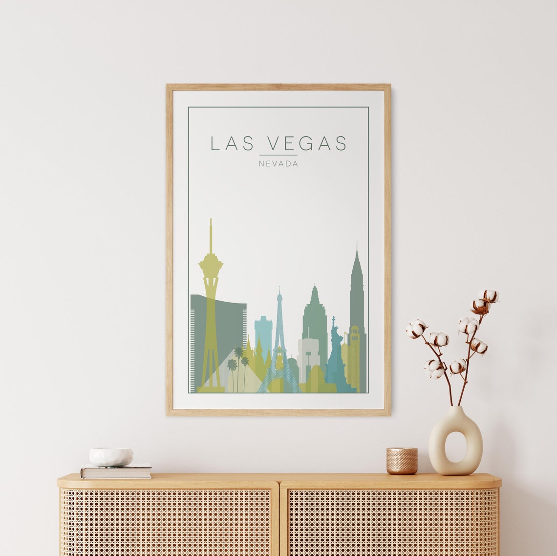 Las Vegas Print Las Vegas Poster Las Vegas Green Print Art Las Vegas Travel Print Vegas Gift Travel Poster - Image 2