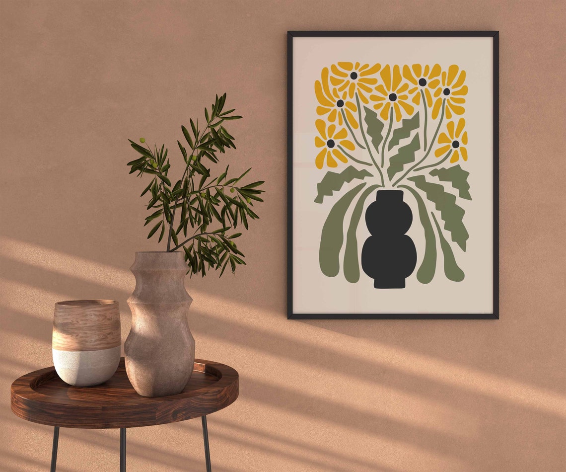 Yellow Flower Mid-Century Minimalist Art Print - Image 4
