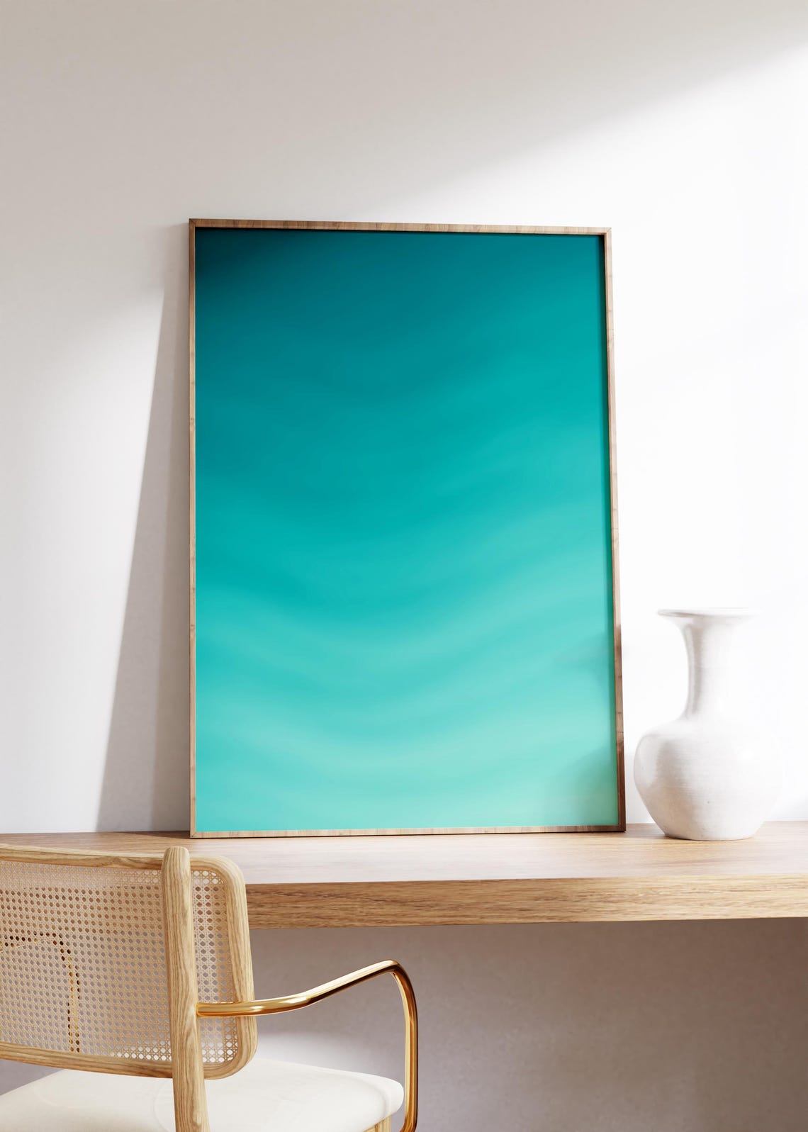 Teal Turquoise Ocean Gradient Smooth Color Field Abstract Poster