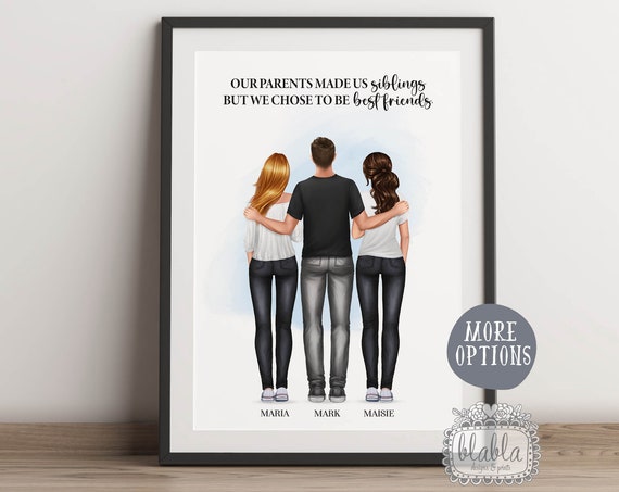 Custom Siblings Print Personalised Siblings Print Family Personalised Gift Mothers Day Gift Our Family Print