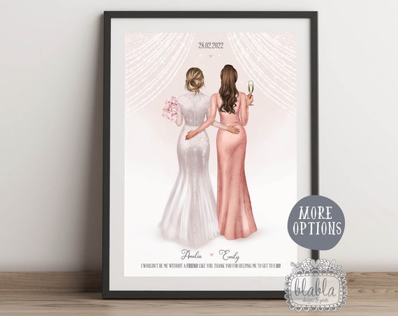 Personalised Bridesmaid Print Bride Gift Maid Of Honour Gift Wedding Gift Gift For Bride I Do Crew Bridesmaid Proposal Wedding Gift