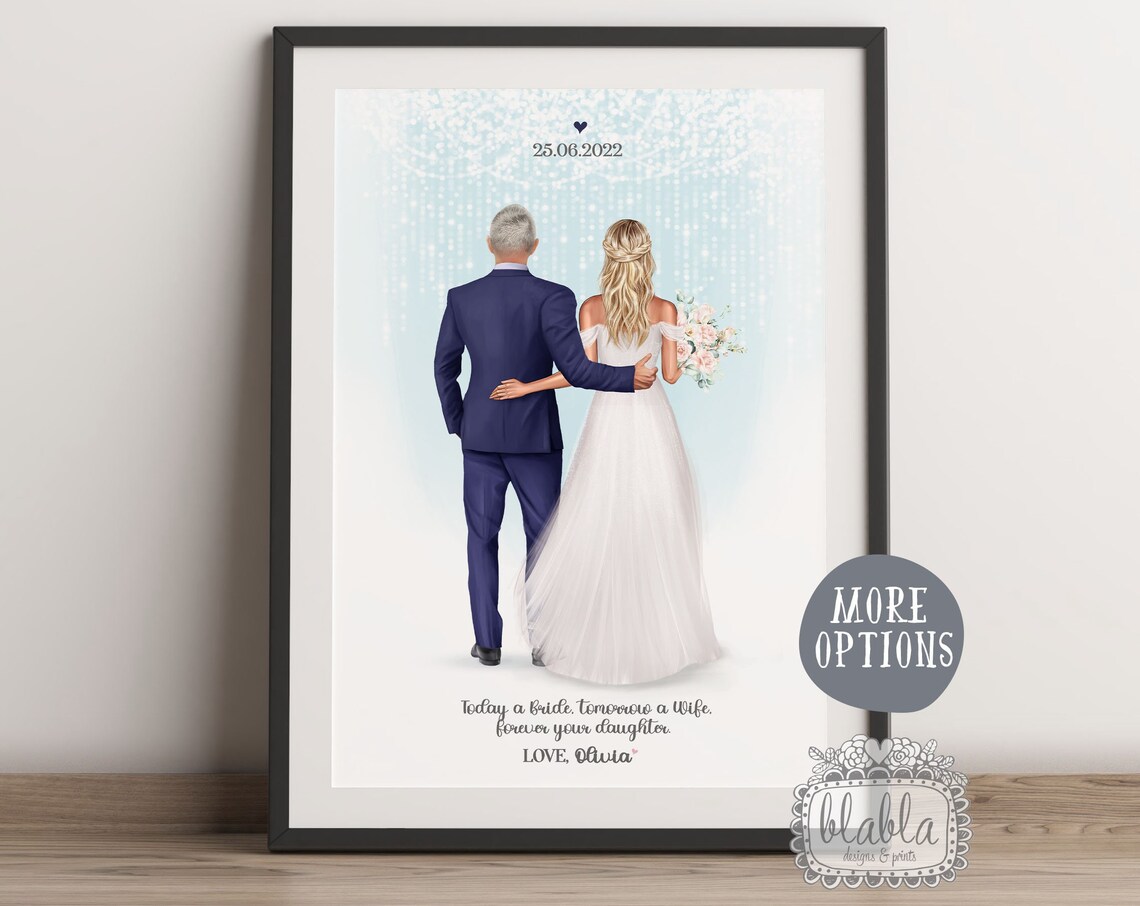 Personalised Father of the Bride Poster With Dad and Daughter Bride