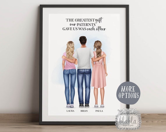 Birthday Gift For Brother Custom Siblings Gift For Sister Family Personalised Gift Siblings Portrait Our Family Print