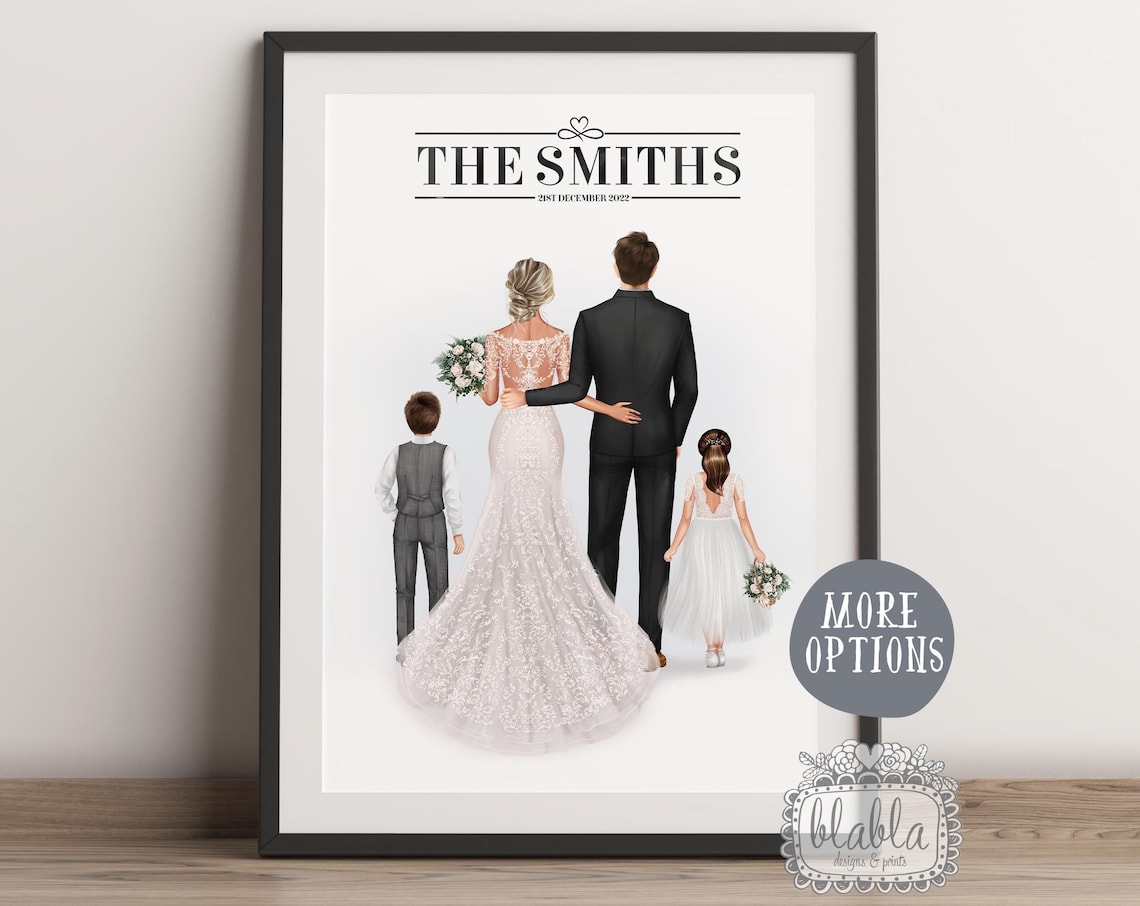 Family Wedding Portrait With Kids The Smiths Custom Wall Art