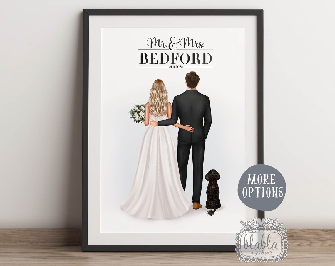 Bride And Groom With Pet, Wedding Guest Book Alternative