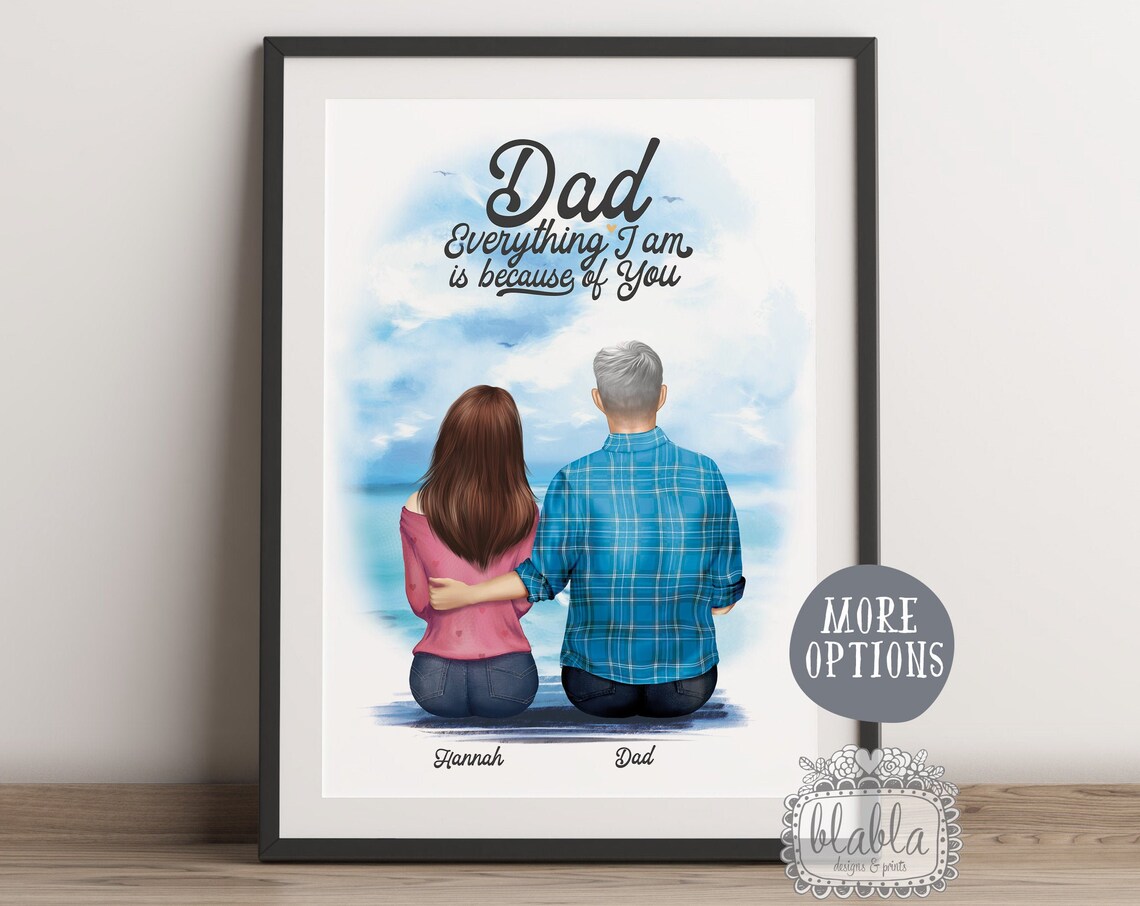 Personalised Dad and Daughter Poster Everything I Am Because of You