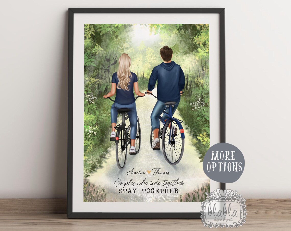 Couples Who Ride Together Stay Together Cycling Pair Portrait Poster