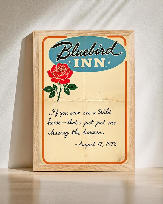 Bluebird Inn Vintage Motel Sign Wild Horse Quote Retro Poster