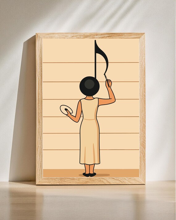 Musical Note Lady Minimalist Musician Painting Creative Poster