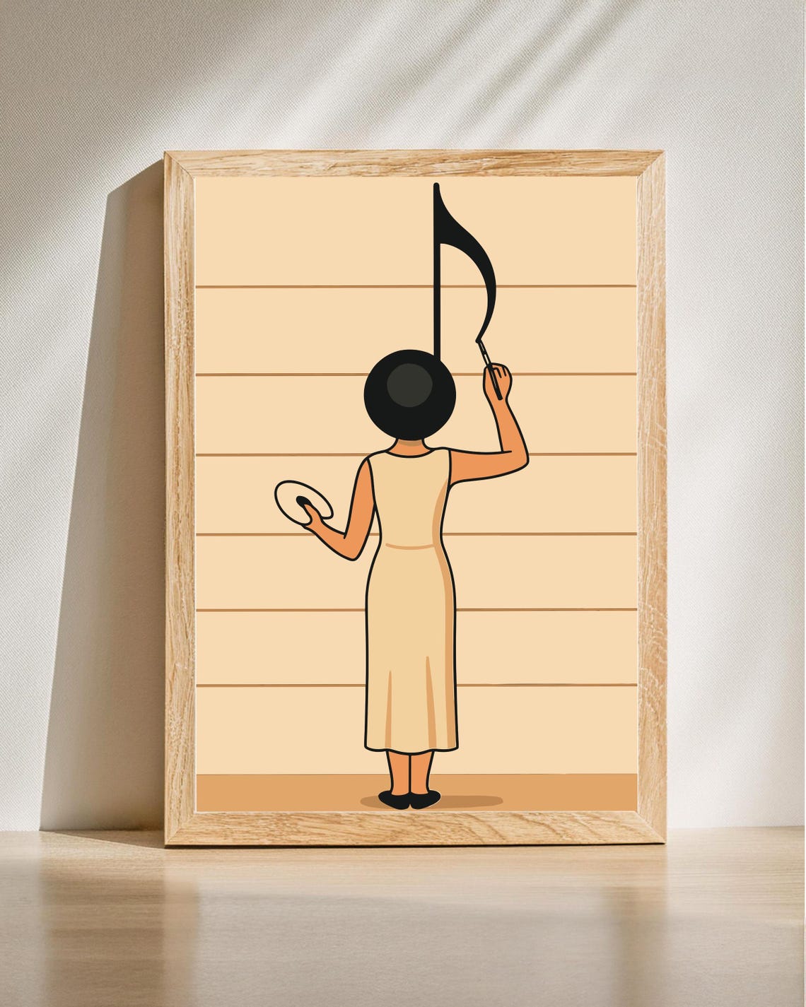 Musical Note Lady Music Art Print Creative Lover Wall Decor Minimalist Musician Artwork
