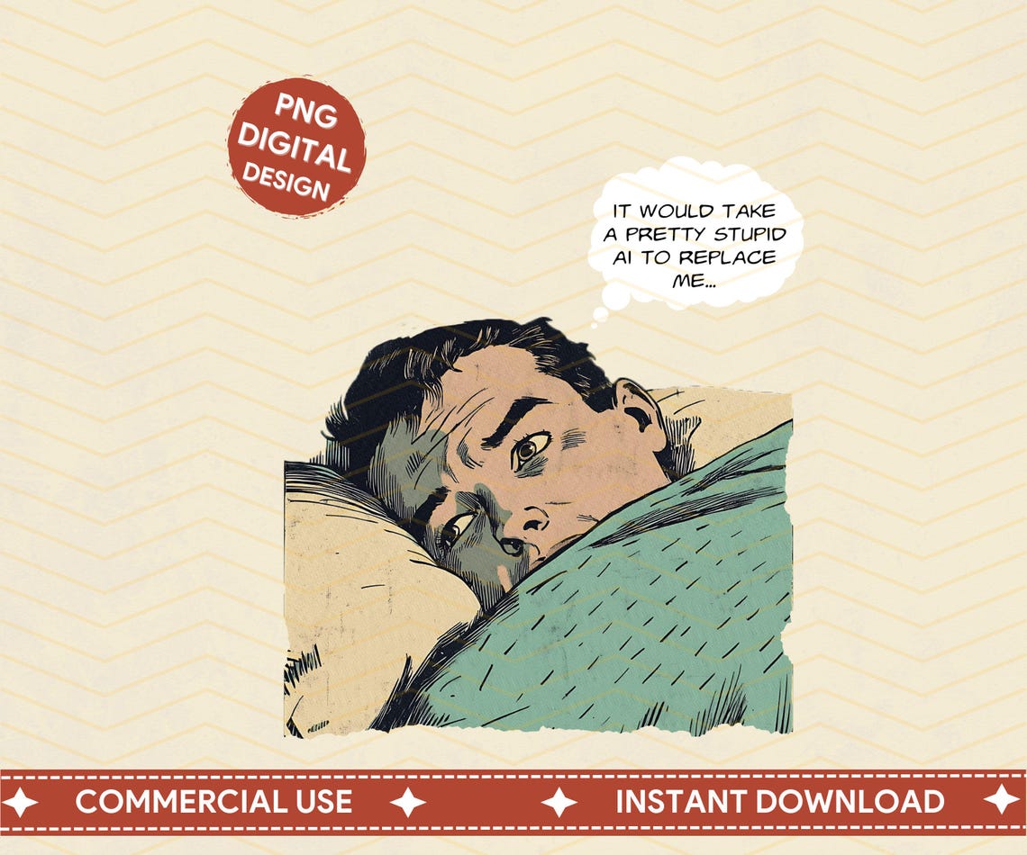 Funny AI Joke Retro Comic Programmer Digital Design Wall Art