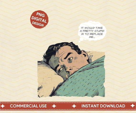 Funny AI Joke Retro Comic Programmer Digital Design Wall Art