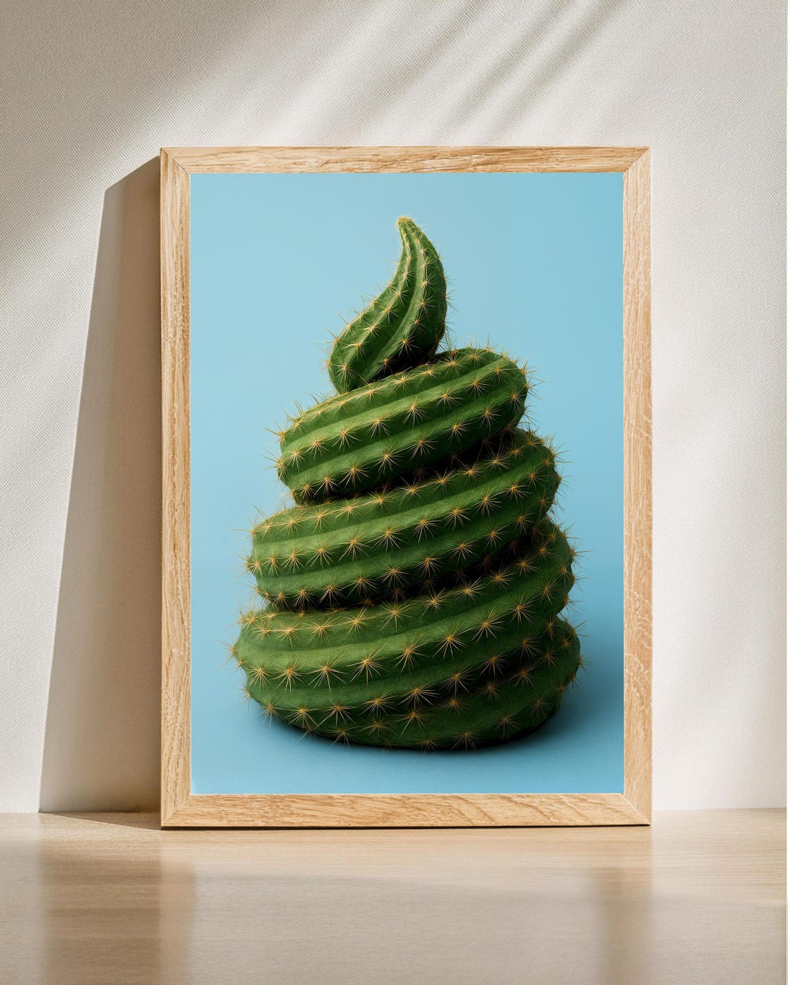 Funny Twisted Cactus Poop Art Quirky Bathroom Plant Decor Poster