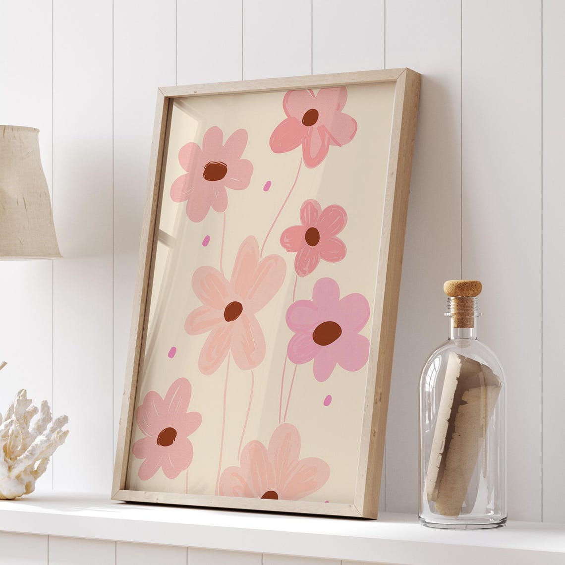 Pink Minimalist Daisy Flowers Poster Soft Modern Botanical Decor - Image 5