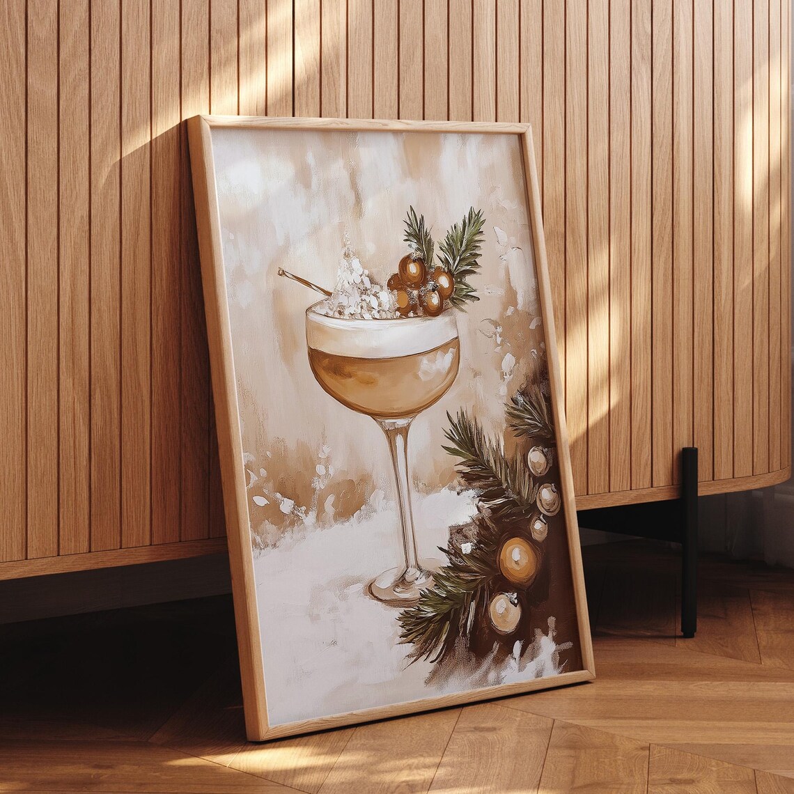Winter Champagne Cocktail Poster Festive Holiday Drink Painting - Image 3