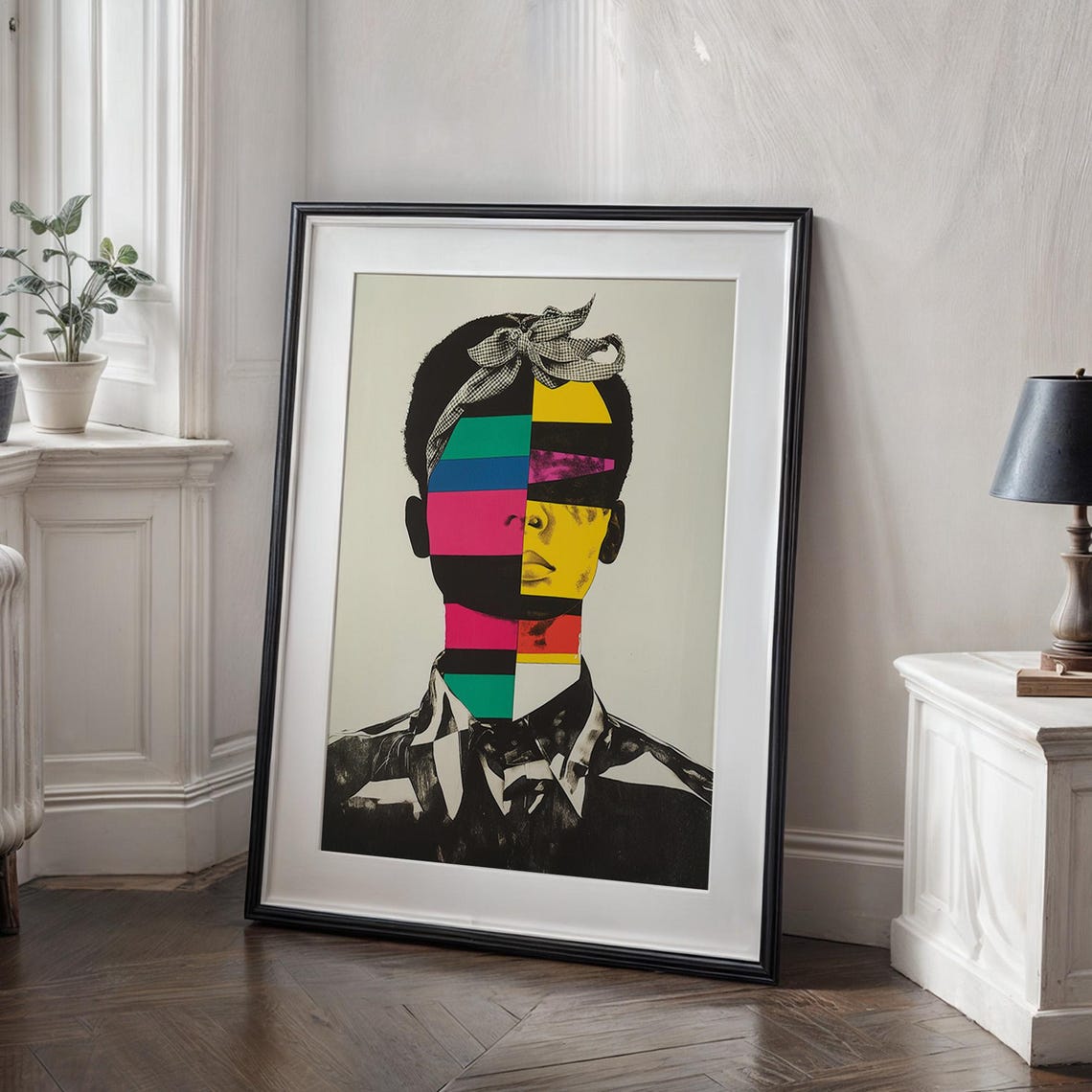 Colorful Abstract Split Face Portrait Collage Poster Pop Art Style - Image 3