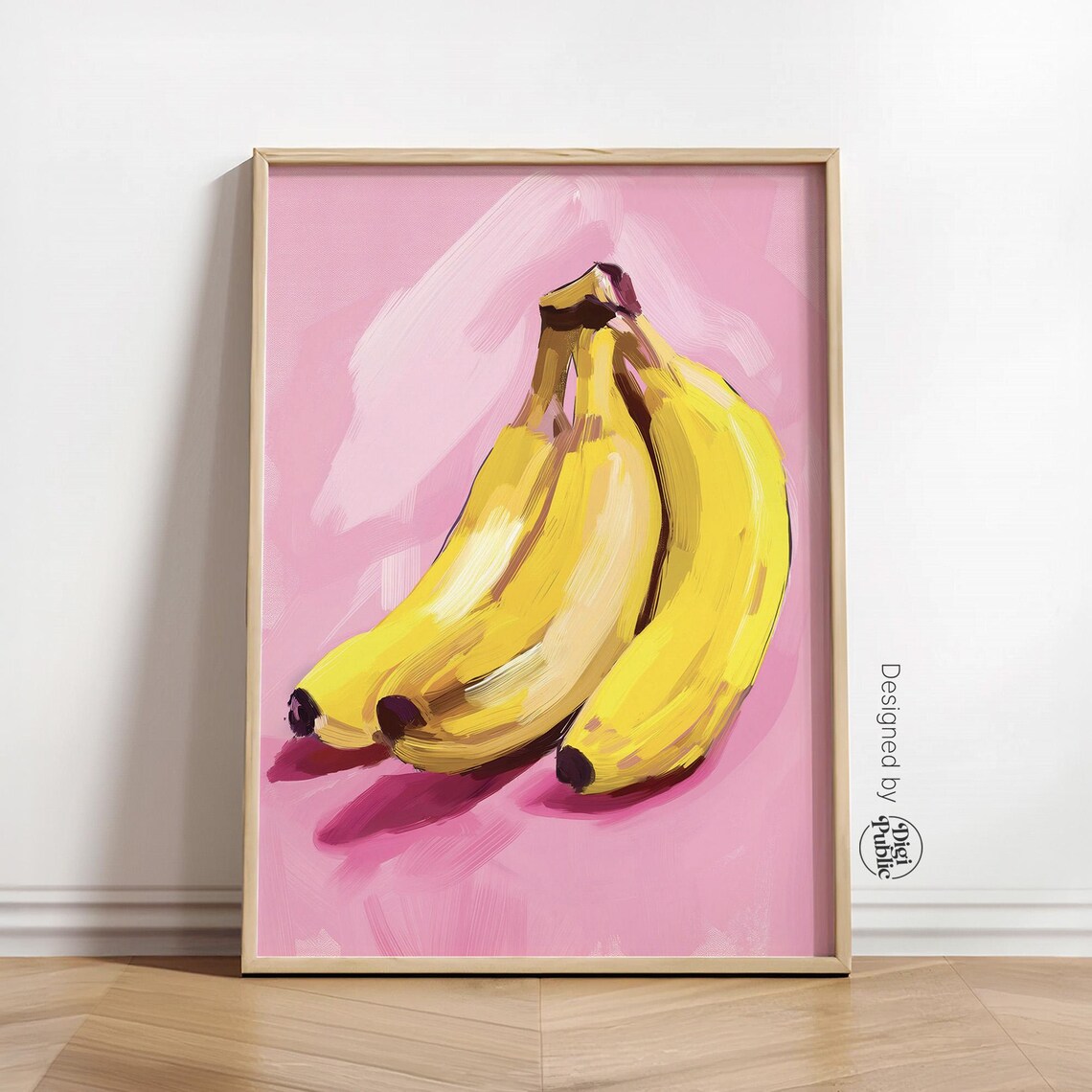 Banana Wall Art Print Pink Kitchen Wall Poster Modern Fruit Print Vibrant Kitchen Decor Banana Wall Art Pop Art Poster