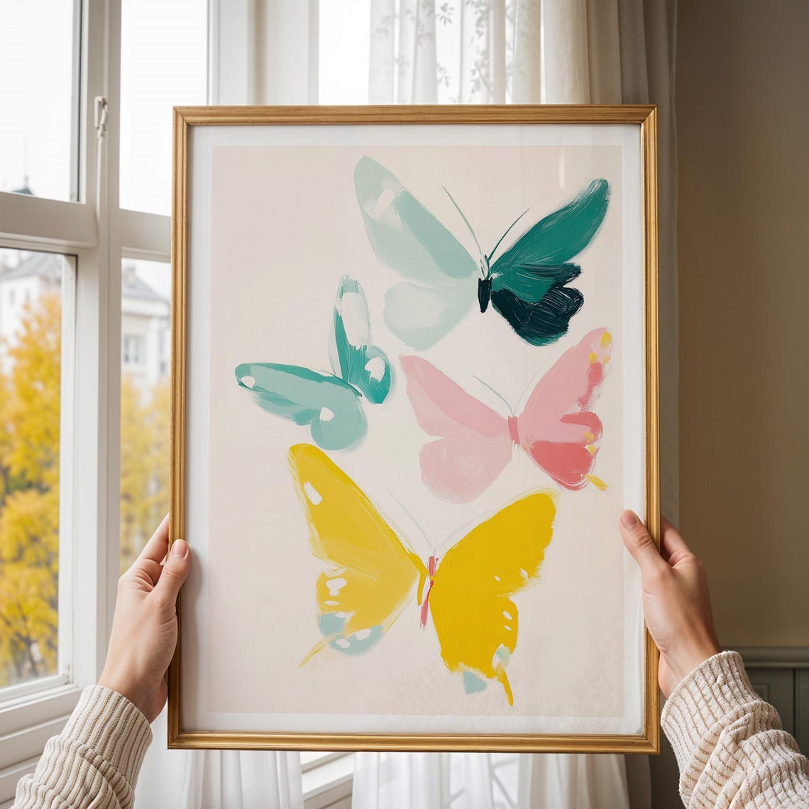 Colorful Butterfly Wall Art Abstract Butterfly Painting Pastel Boho Wall Decor Nature Inspired Print Modern Minimalist Art - Image 4