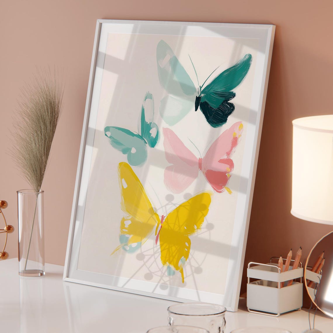 Colorful Butterfly Wall Art Abstract Butterfly Painting Pastel Boho Wall Decor Nature Inspired Print Modern Minimalist Art - Image 3