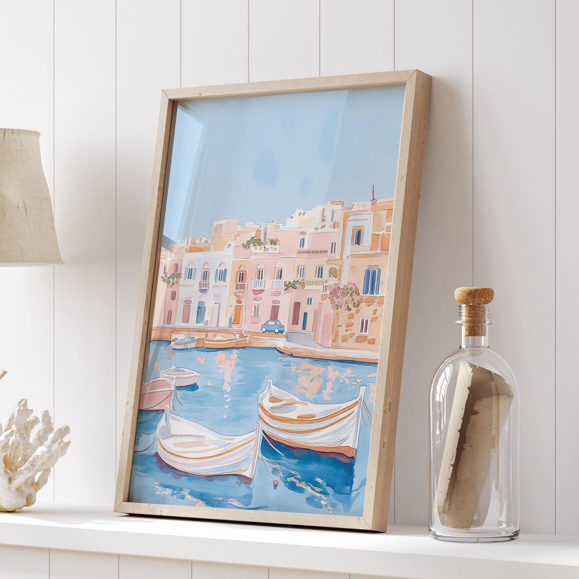 Harbor Wall Art Print Coastal Wall Poster Seaside Wall Art Nautical Home Print Pastel Boat Wall Art - Image 5