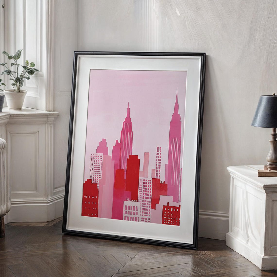 Pink New York City Skyline Poster with Empire State Building View - Image 3