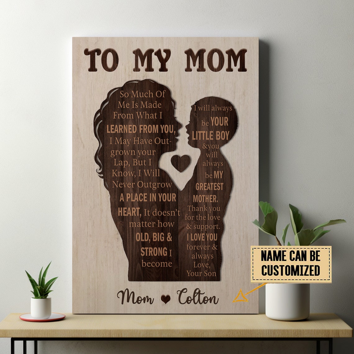 To My Mom Personalized Canvas From Son Greatest Mother Silhouette Poster - Image 3