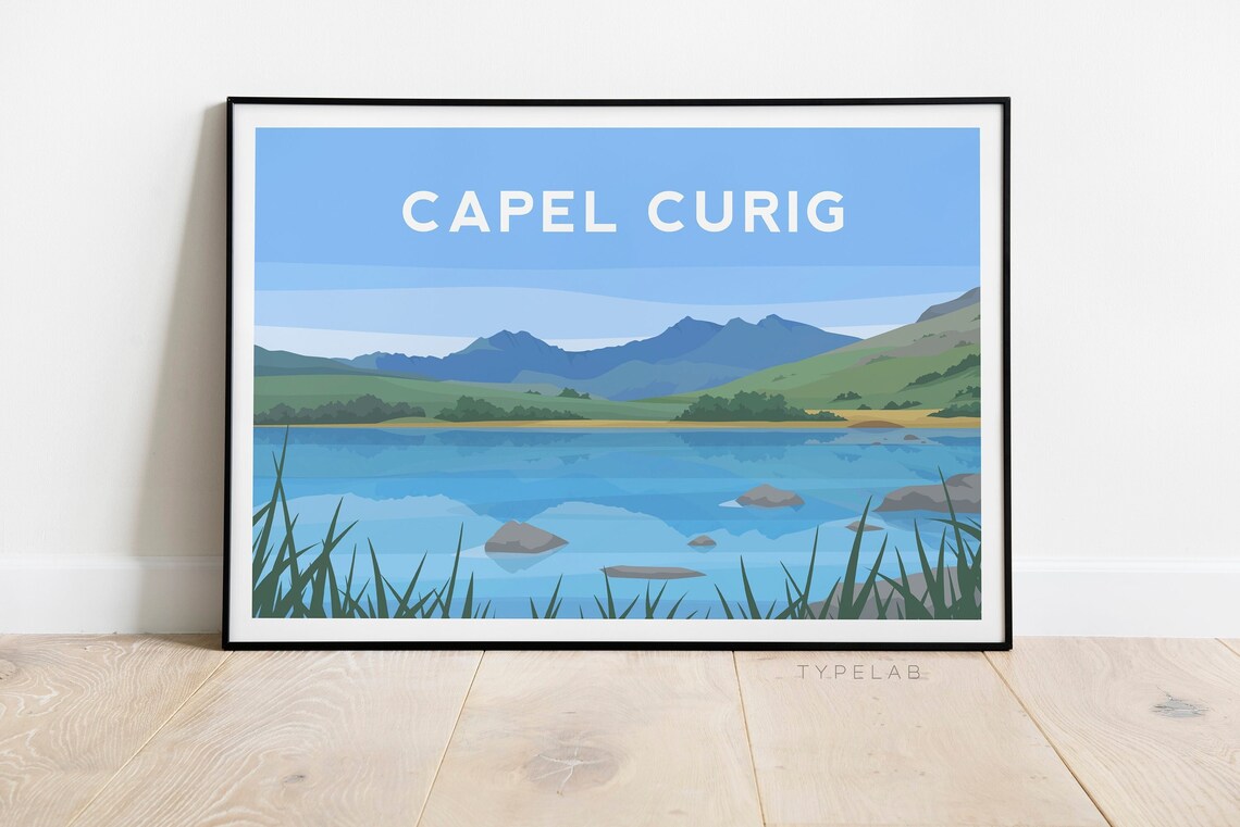 Capel Curig Snowdonia Mountain Lake Landscape Wales Travel Poster - Image 3