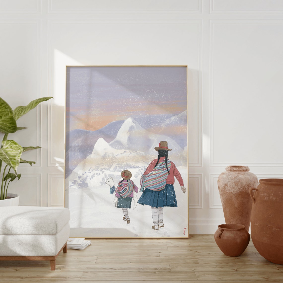 Machu Picchu Peru Alpaca Andean Women Sunrise Mountain Poster - Image 2