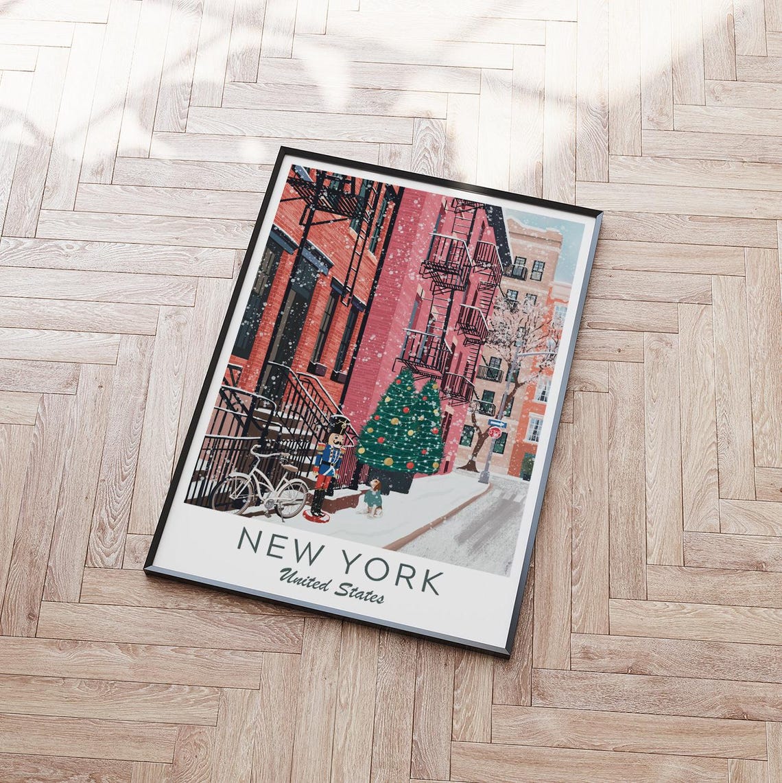 Christmasthe Village Ny Poster New York Poster The Village Poster New York Illustration New York Art Print Greenwhich Village New York - Image 4