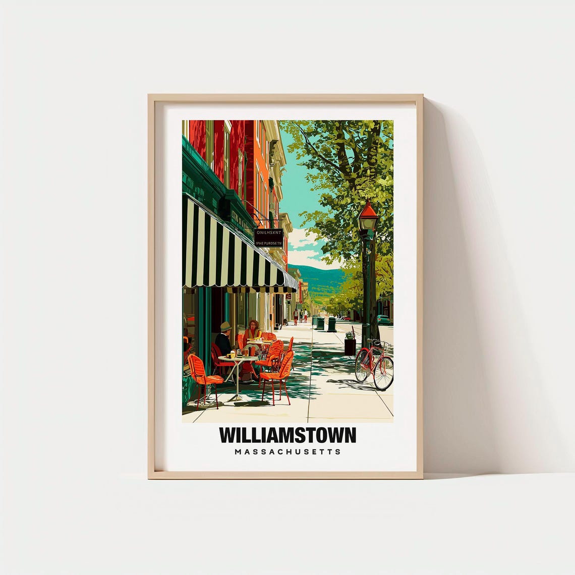 Williamstown Massachusetts Cafe Street College Town Summer Poster