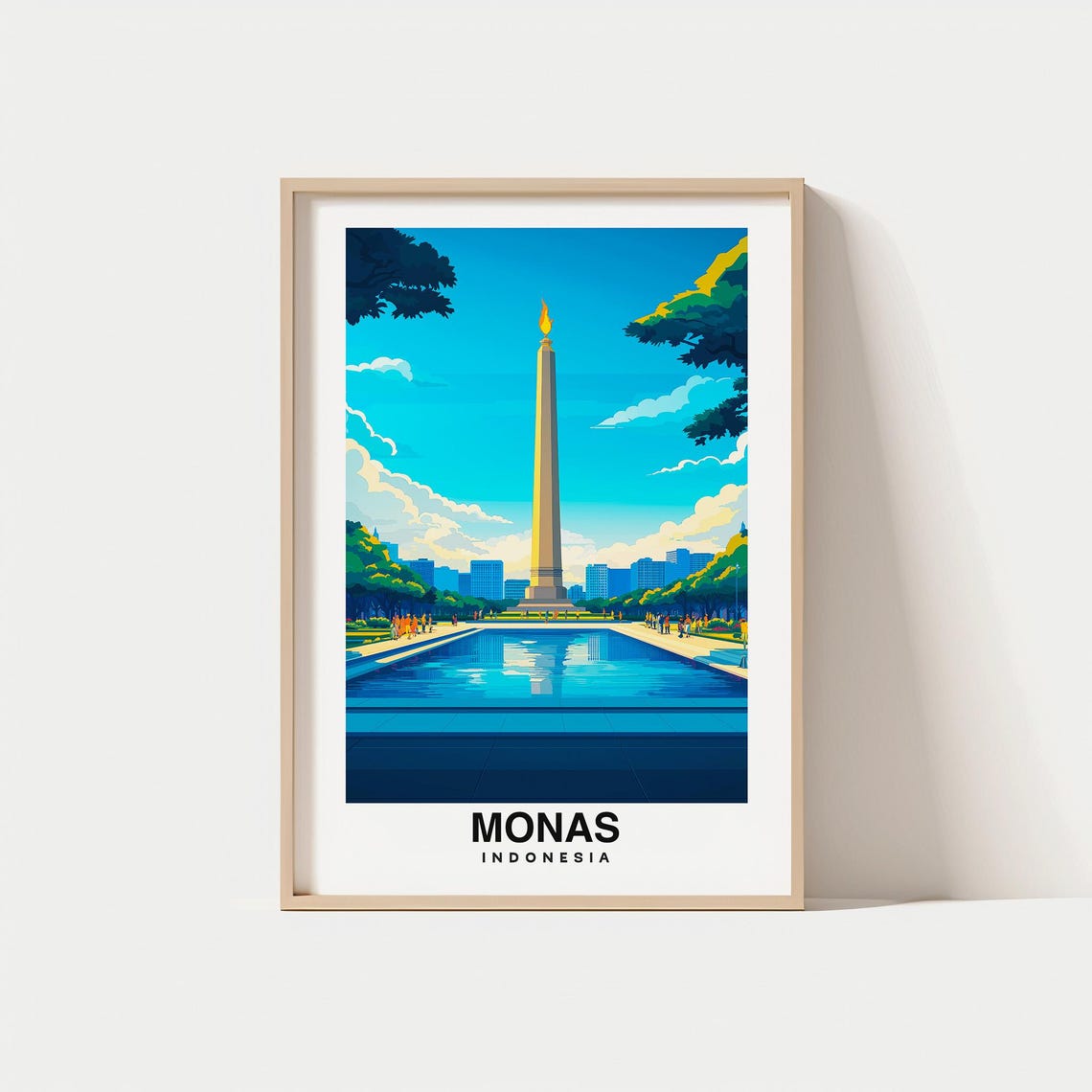 National Monument Monas Print Indonesia Poster Travel Wall Art Scenic Print Jakarta Landmark Historic Symbol City View Travel Art