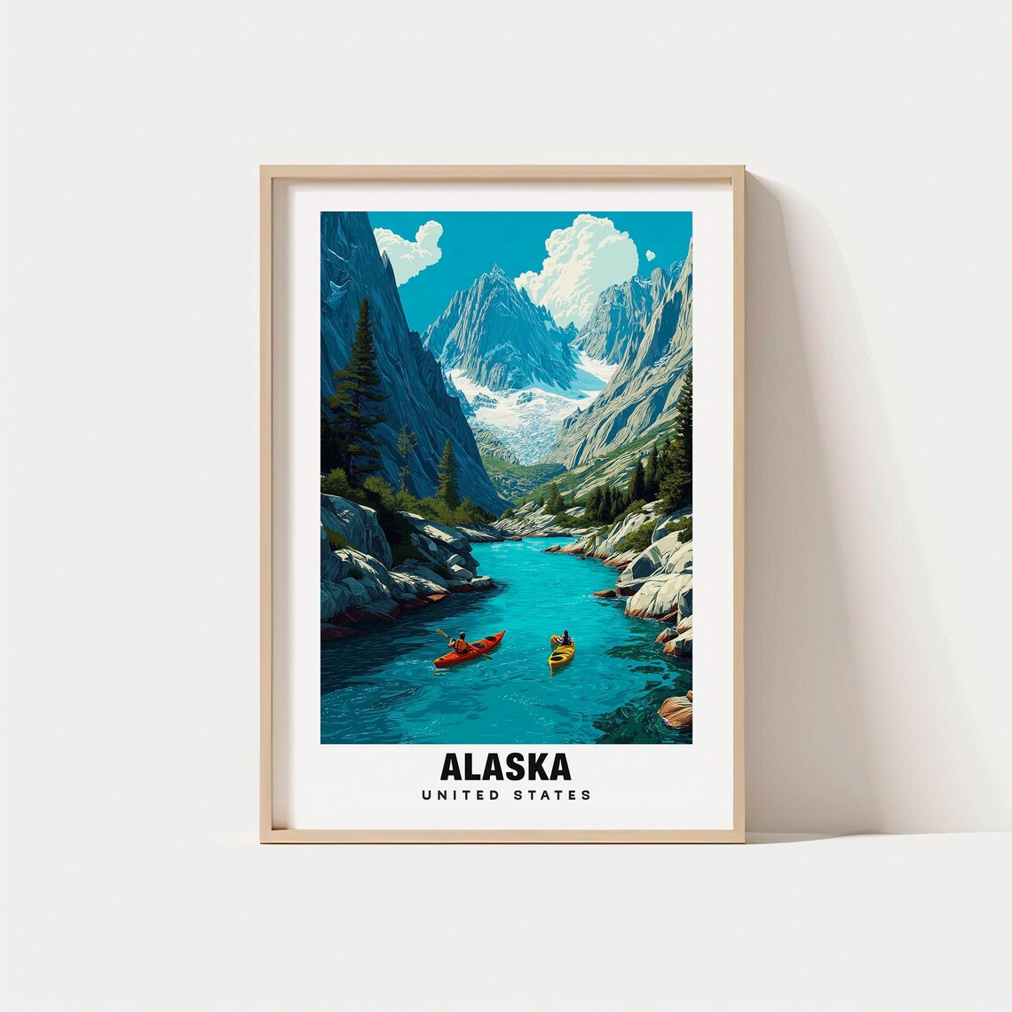 Alaska Glacier Kayaking Adventure United States Travel Poster