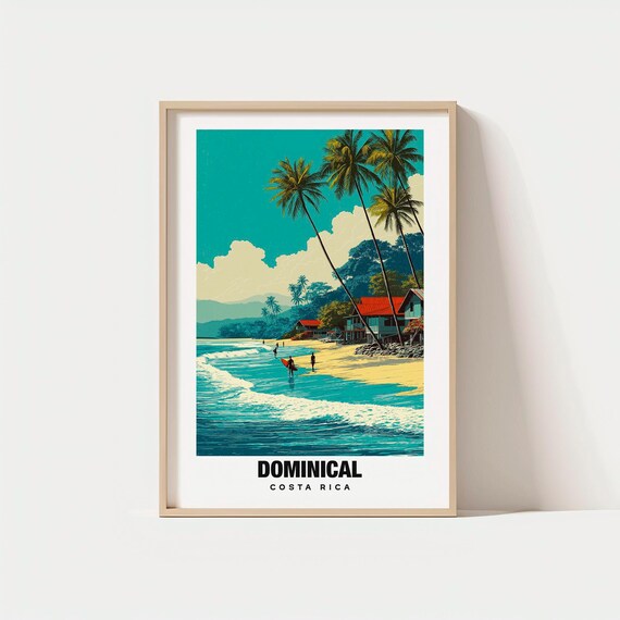 Dominical Print Costa Rica Poster Views Art Beach Charm Surf Scene Coastal Heritage Travel