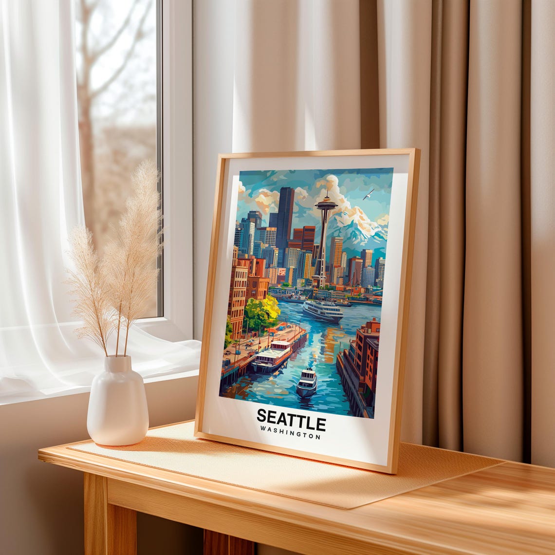Seattle Travel Print Wall Art Seattle United States City Print Seattle Travel Gift Seattle City Poster Travel Gift - Image 3