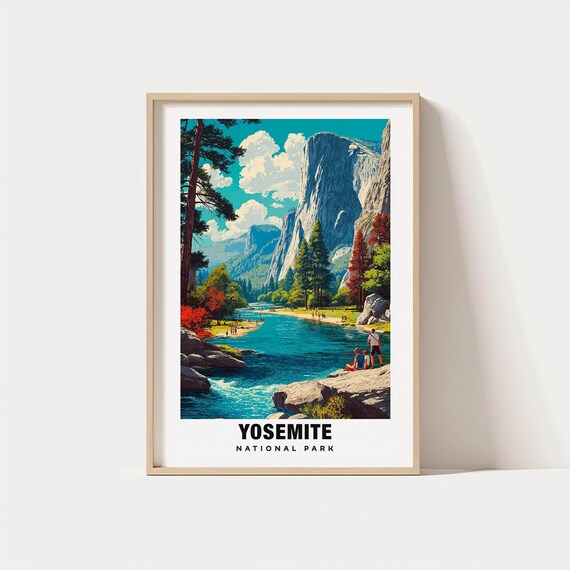 Yosemite National Park California Granite Valley River View Travel Poster