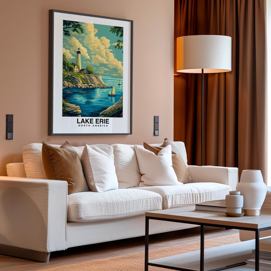 Lake Erie Poster Usa Usa Print Lake Erie Travel Gift Lake Erie Birthday Gift Wedding Gift Usa Great Lakes - Image 4