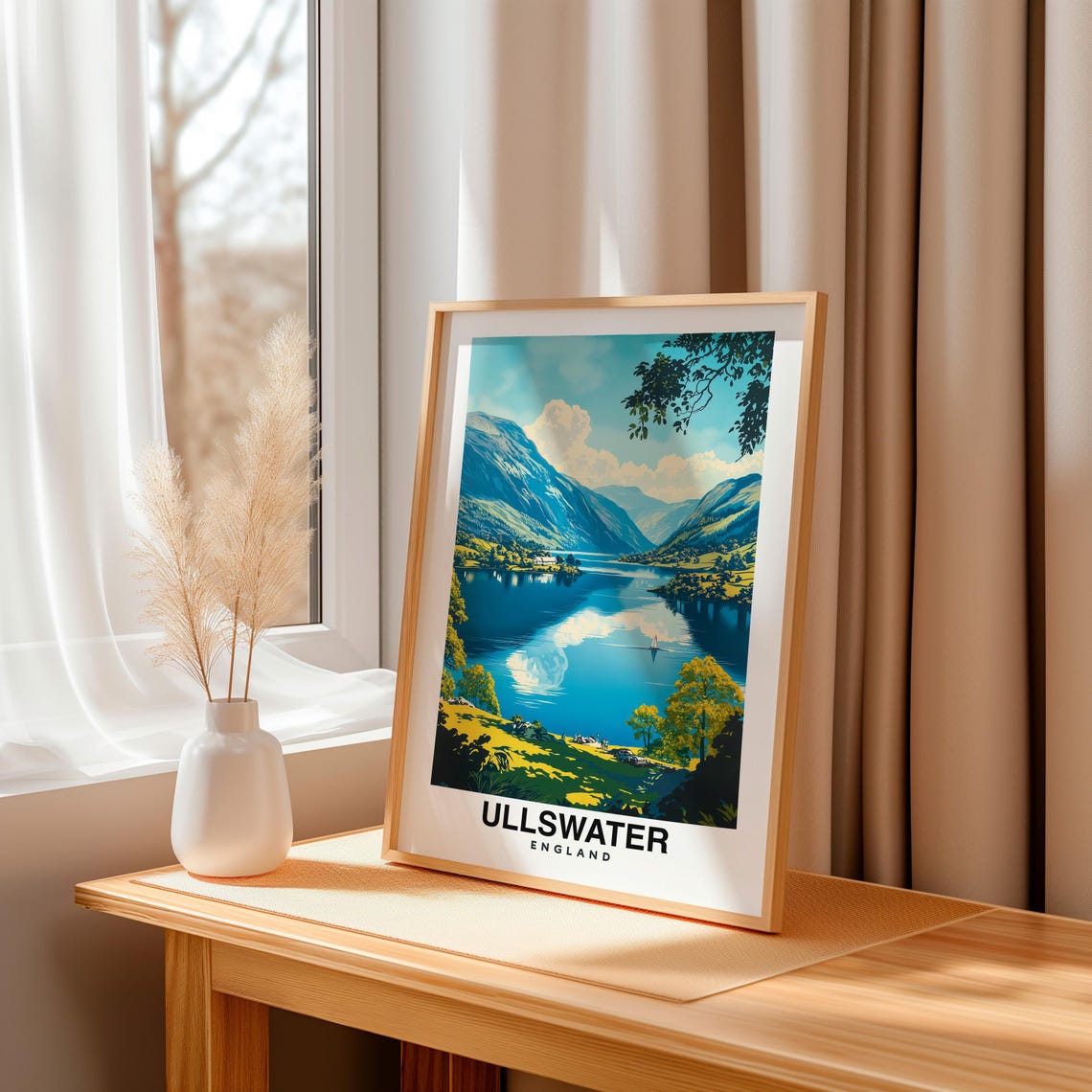 Ullswater Print Travel Poster English Art Scenic Lake Mountain Views Outdoor Adventure Lake District Tranquil Beauty Nature Escape - Image 3