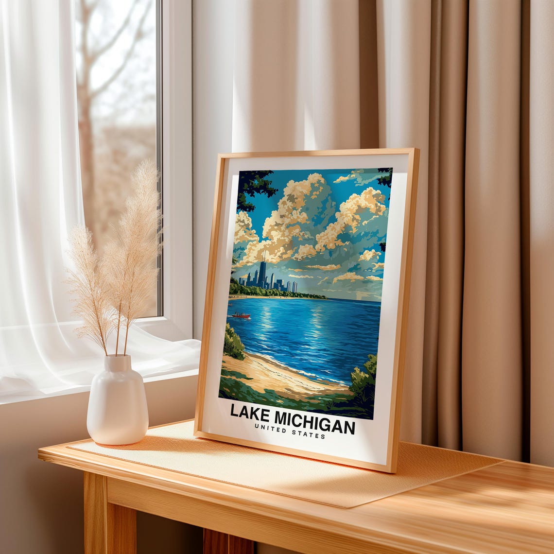 Lake Michigan Travel Print United States Travel Poster Lake Michigan Travel Gift City Poster Birthday Gift - Image 3