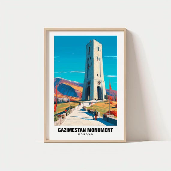 Gazimestan Monument Travel Print Wall Art Podujevo Kosovo City Gift Poster