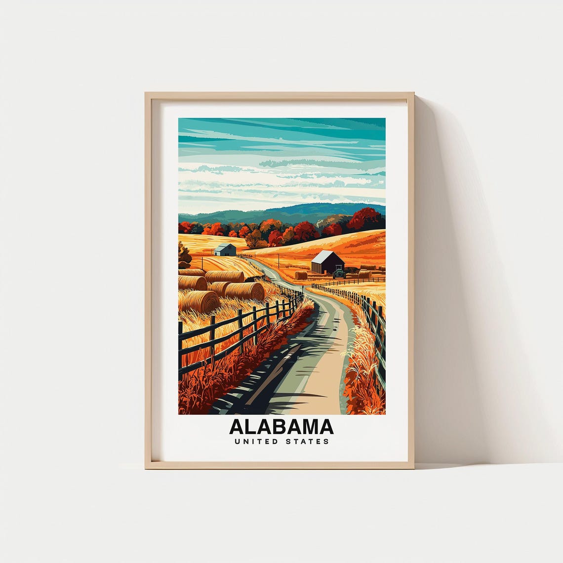 Alabama Print Usa Poster Alabama Views Alabama Art Southern Charm Alabama Beauty Historic Sites Scenic Landscape Cultural Heritage