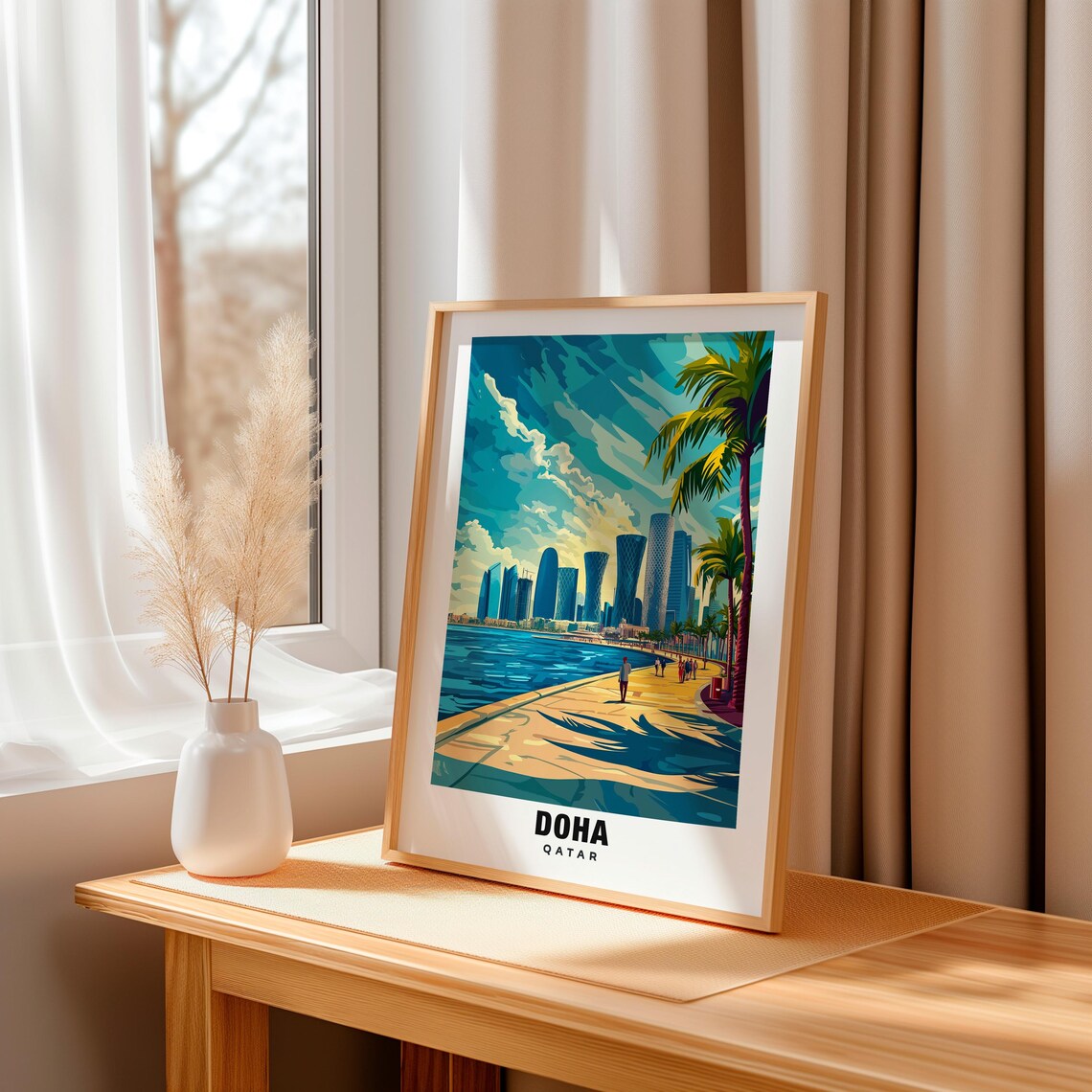 Doha Print, Qatar City Skyline Art Print - Image 3