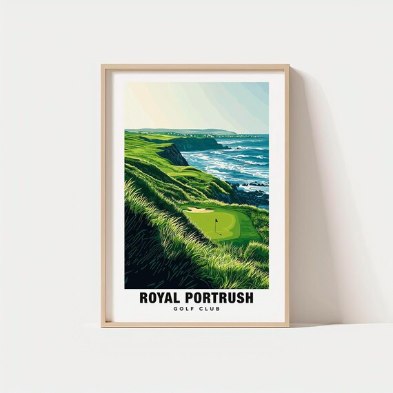 Royal Portrush Golf Club Links Course Coastal Cliffs Poster Art