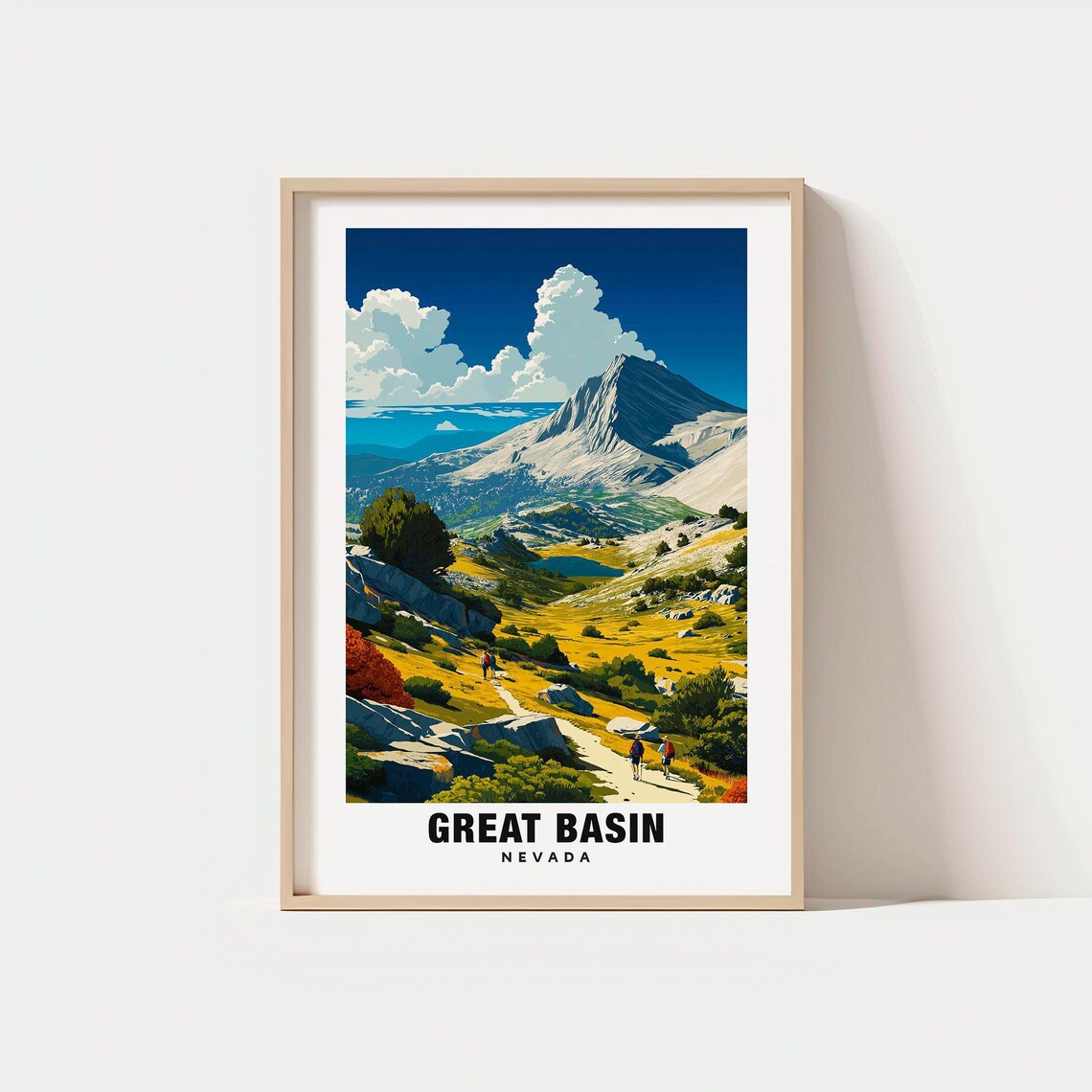 Great Basin Nevada Alpine Lake Hiking Trails Vintage Scene Poster