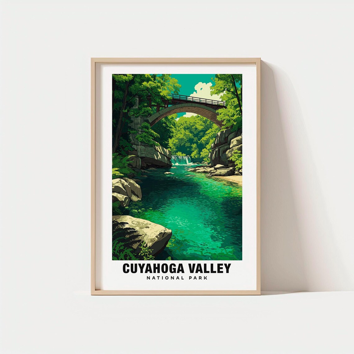 Cuyahoga Valley National Park Bridge River Falls Travel Poster