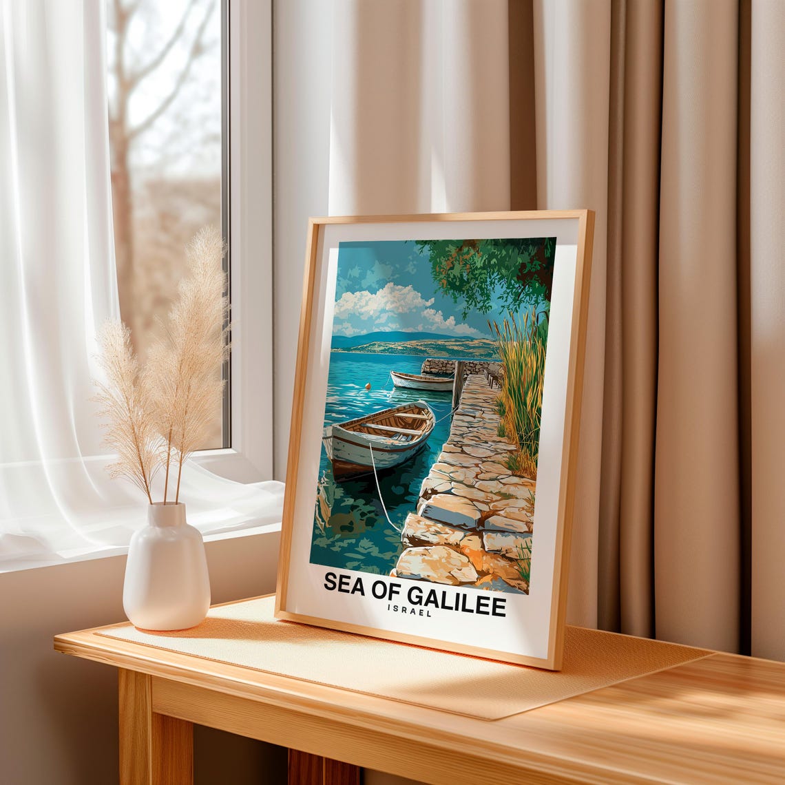 Sea Of Galilee Travel Print Wall Art Tiberias Israel City Print Sea Of Galilee Travel Gift Sea Of Galilee Poster - Image 3