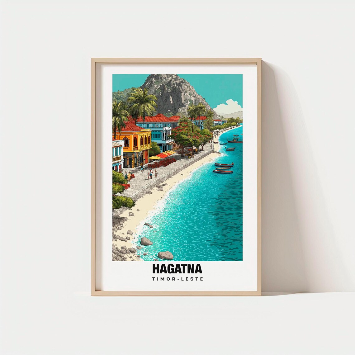 Hagatna Timor Leste Waterfront Promenade Scenic Bay Travel Poster