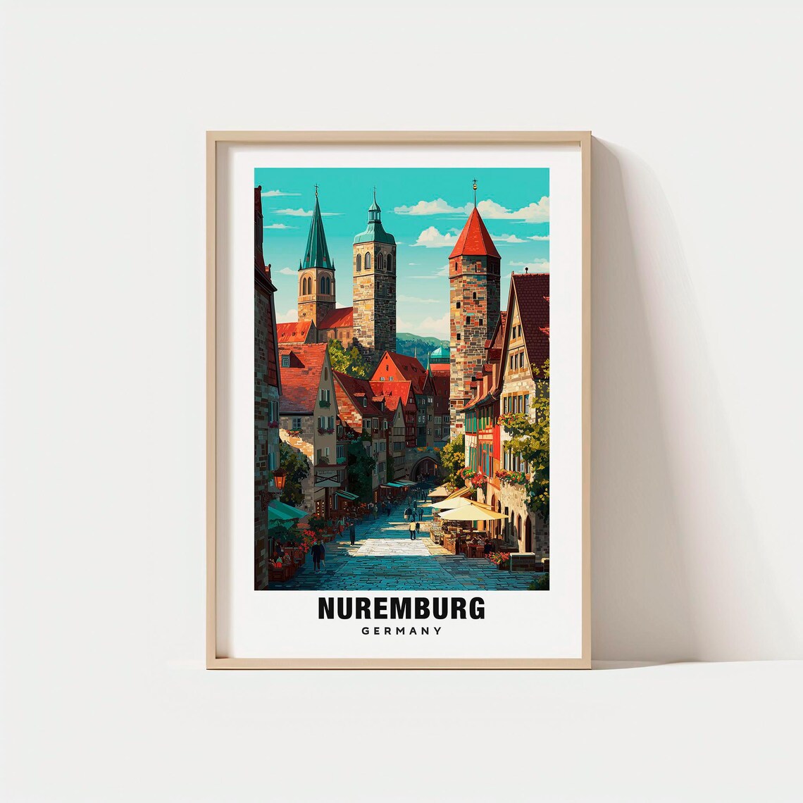 Nuremburg Germany Historic Old Town Towers Bavaria Street Poster