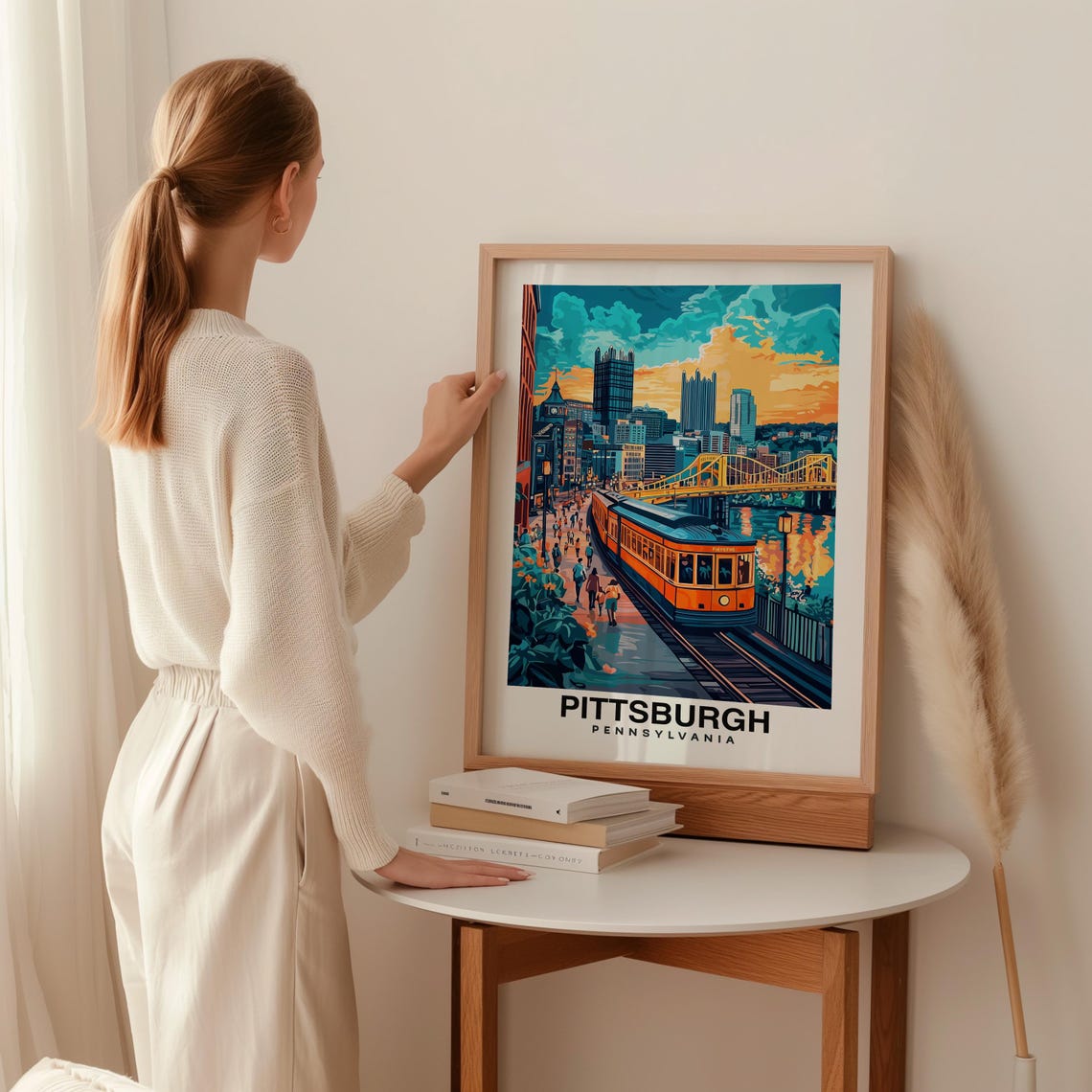 Pittsburgh Print Travel Poster Pennsylvania Art Scenic River Views Vibrant City Historic Landmarks Cultural Heritage Steel City Vibe - Image 2