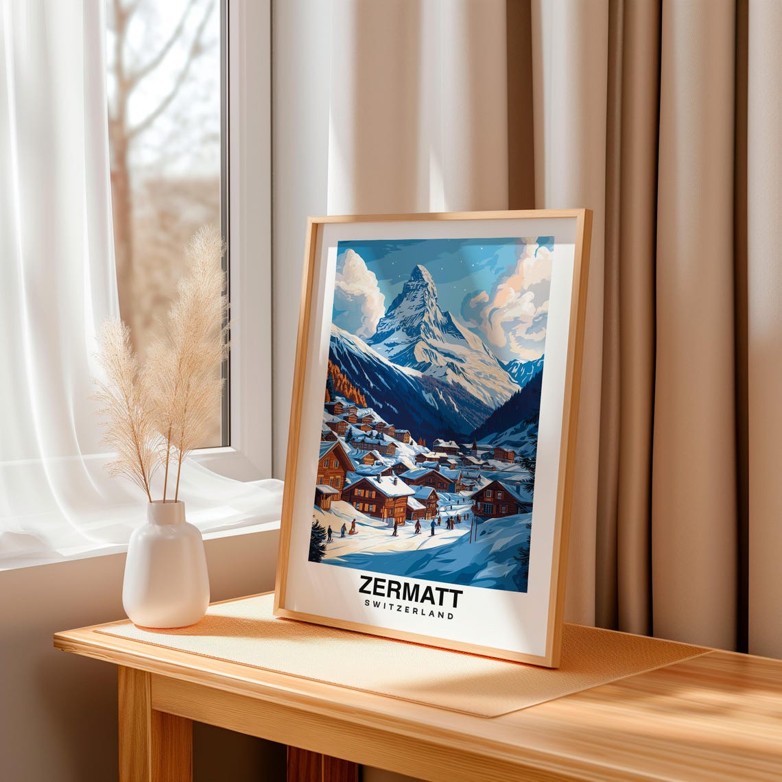 Zermatt Poster Switzerland Swiss Print Zermatt Travel Gift Zermatt Gift Wedding Gift Swiss Culture Zermatt Art - Image 3