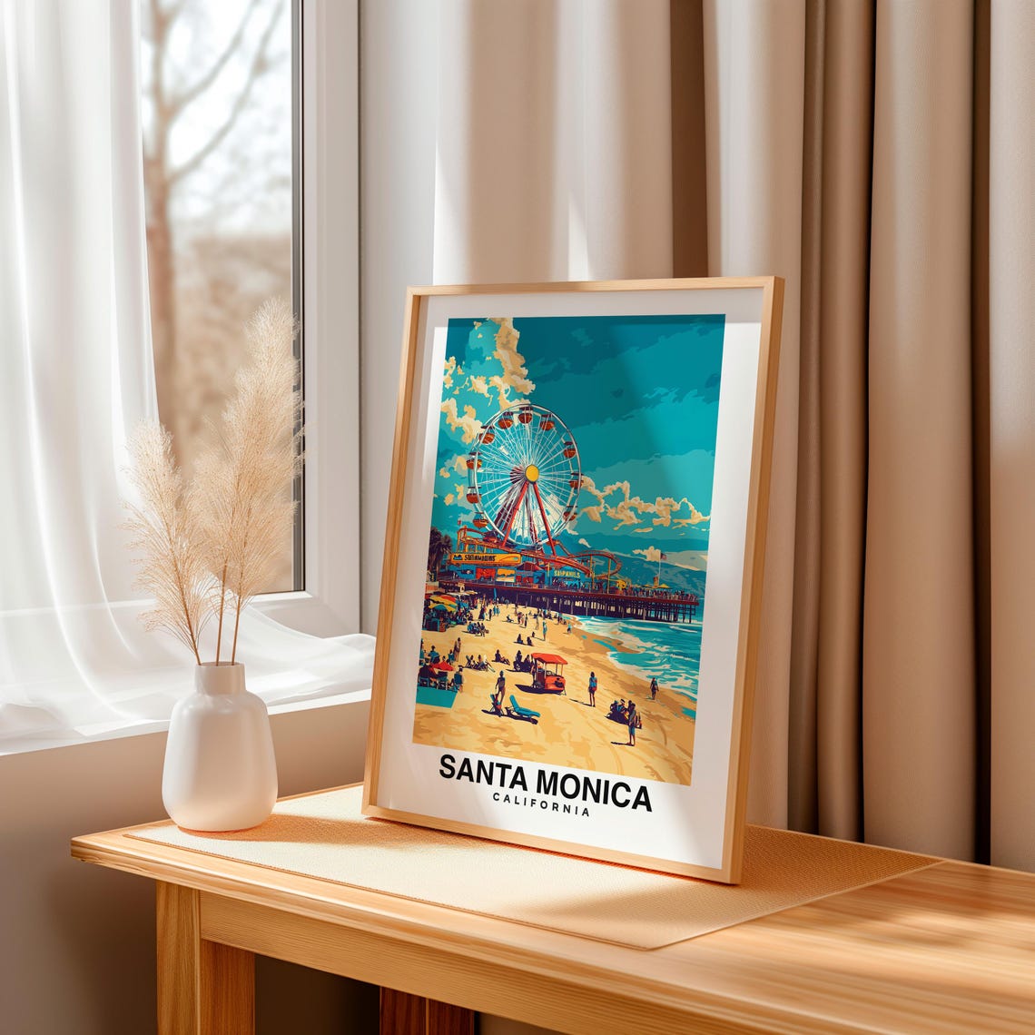 Santa Monica Travel Print Wall Art Santa Monica California City Print Santa Monica Travel Gift Santa Monica City Poster Travel Gift - Image 3